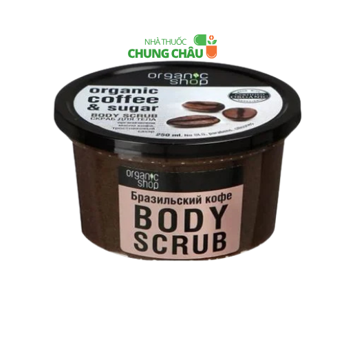 Tẩy Tế Bào Chết Toàn Thân Organic Shop Coffee & Sugar Body Scrub 250ml: Làm sạch tế bào sừng, da mịn màng tự nhiên