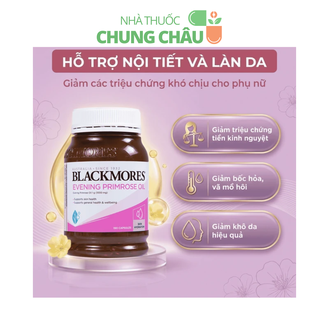 Viên Uống Tinh Dầu Hoa Anh Thảo Blackmores Evening Primrose Oil (190 Viên): Hỗ trợ làn da khỏe mạnh, dưỡng ẩm và điều hòa nội tiết